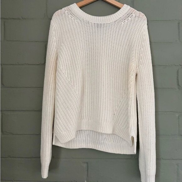 H&M White Chunky Knit Crew Neck Sweater Women’s Size L - Picture 1 of 8